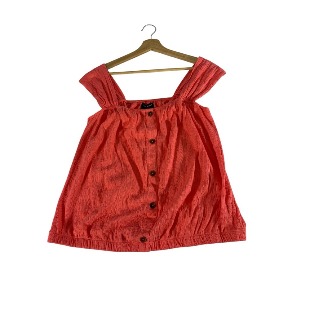 Lane Bryant Coral Square Neck Button Front Top Womens 14/16 Boho Summer NWT